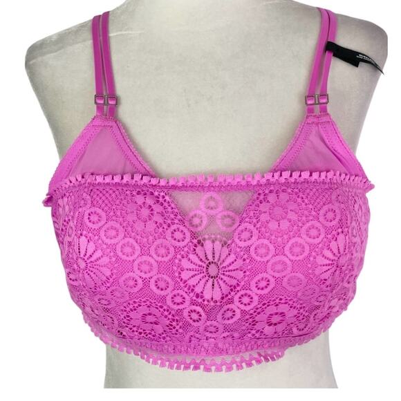 Aerie Pink Wireless Push Up Size 34A Joy Lace Convertible Strap Bra NEW - Picture 1 of 8